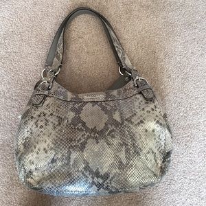 Coach Python Print Leather Hobo Bag Purse.